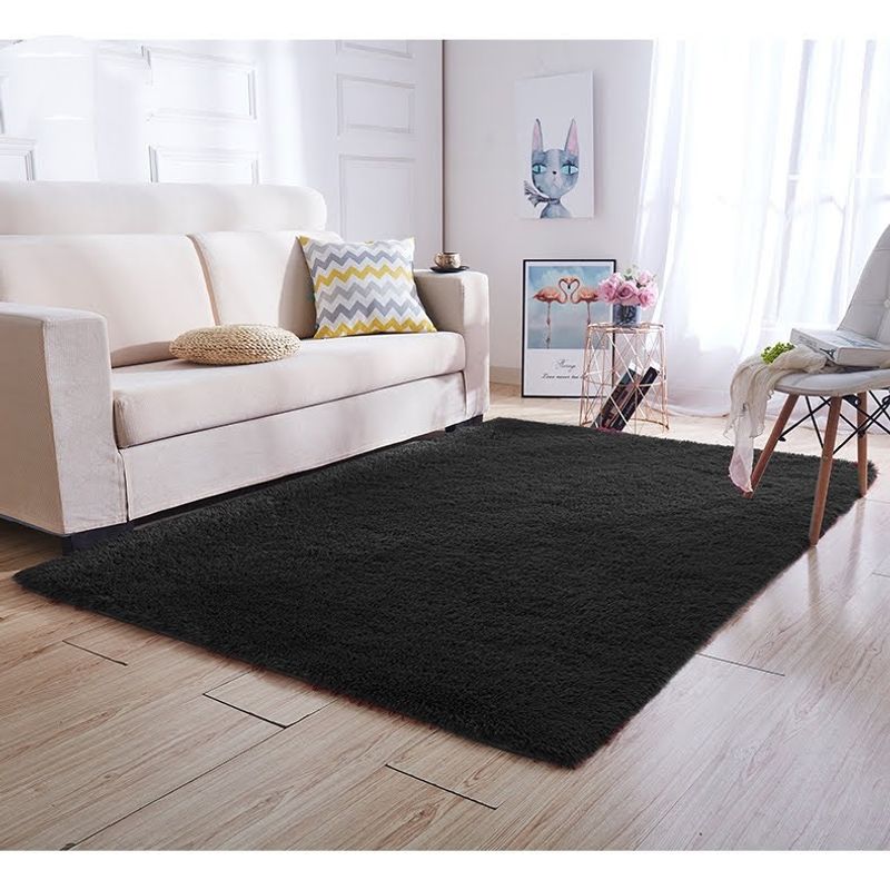 GENERICO - Alfombras peludas tipo Shaggy 150x200 cm Negro