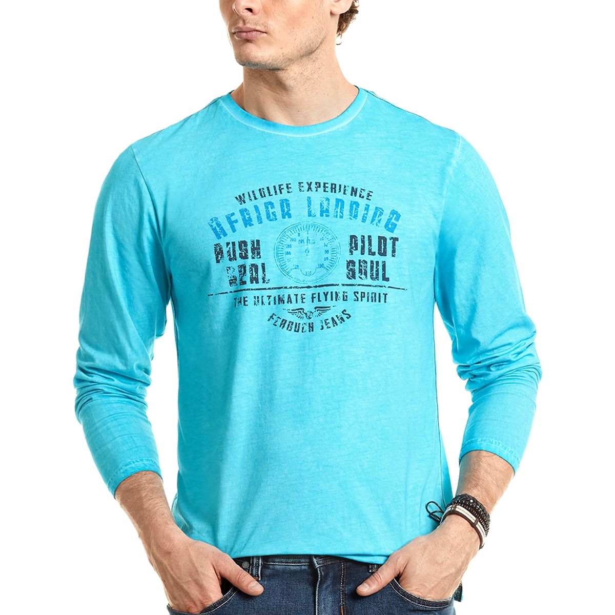 FEROUCH - Polera Manga Larga Nebraska Azul Ferouch