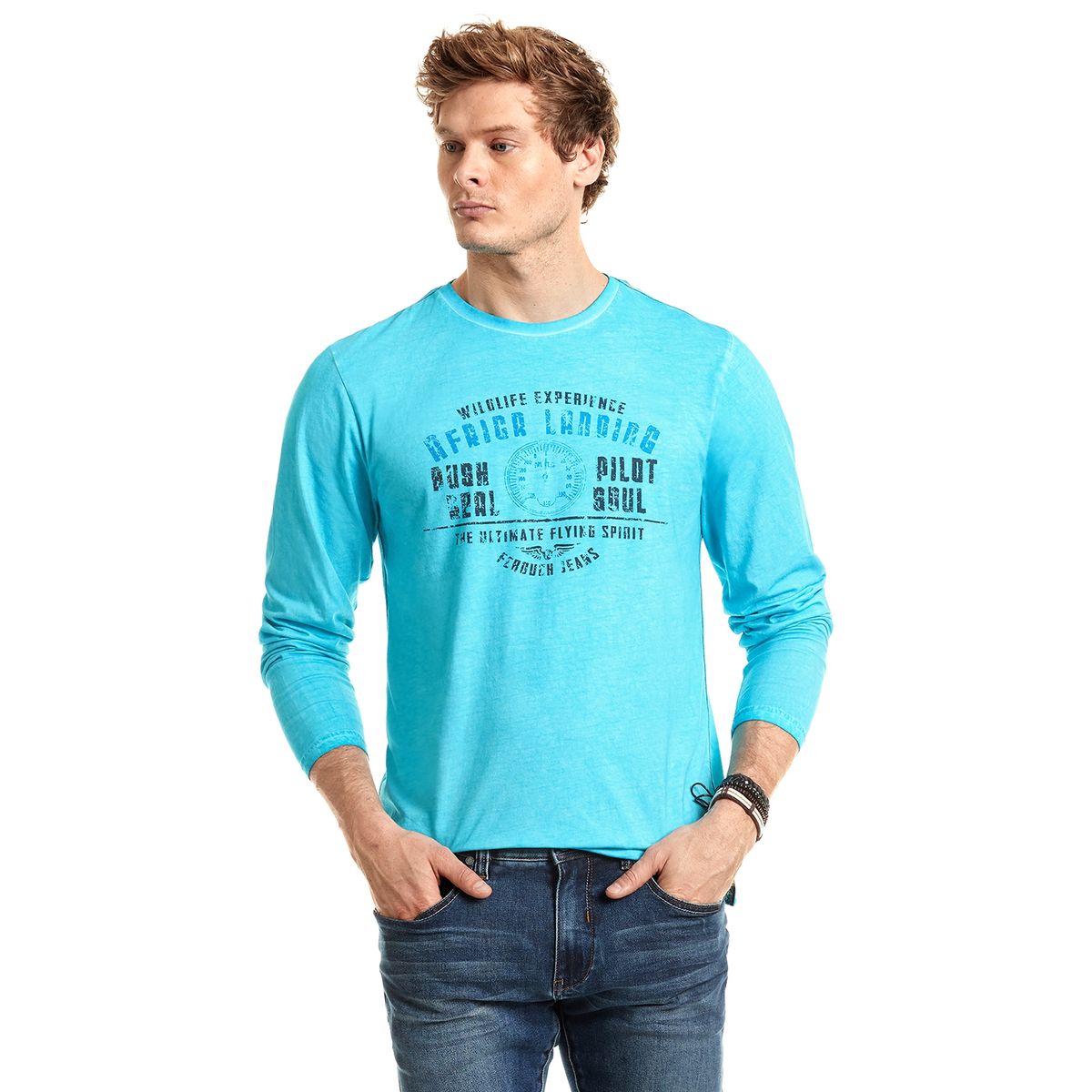 FEROUCH - Polera Manga Larga Nebraska Azul Ferouch