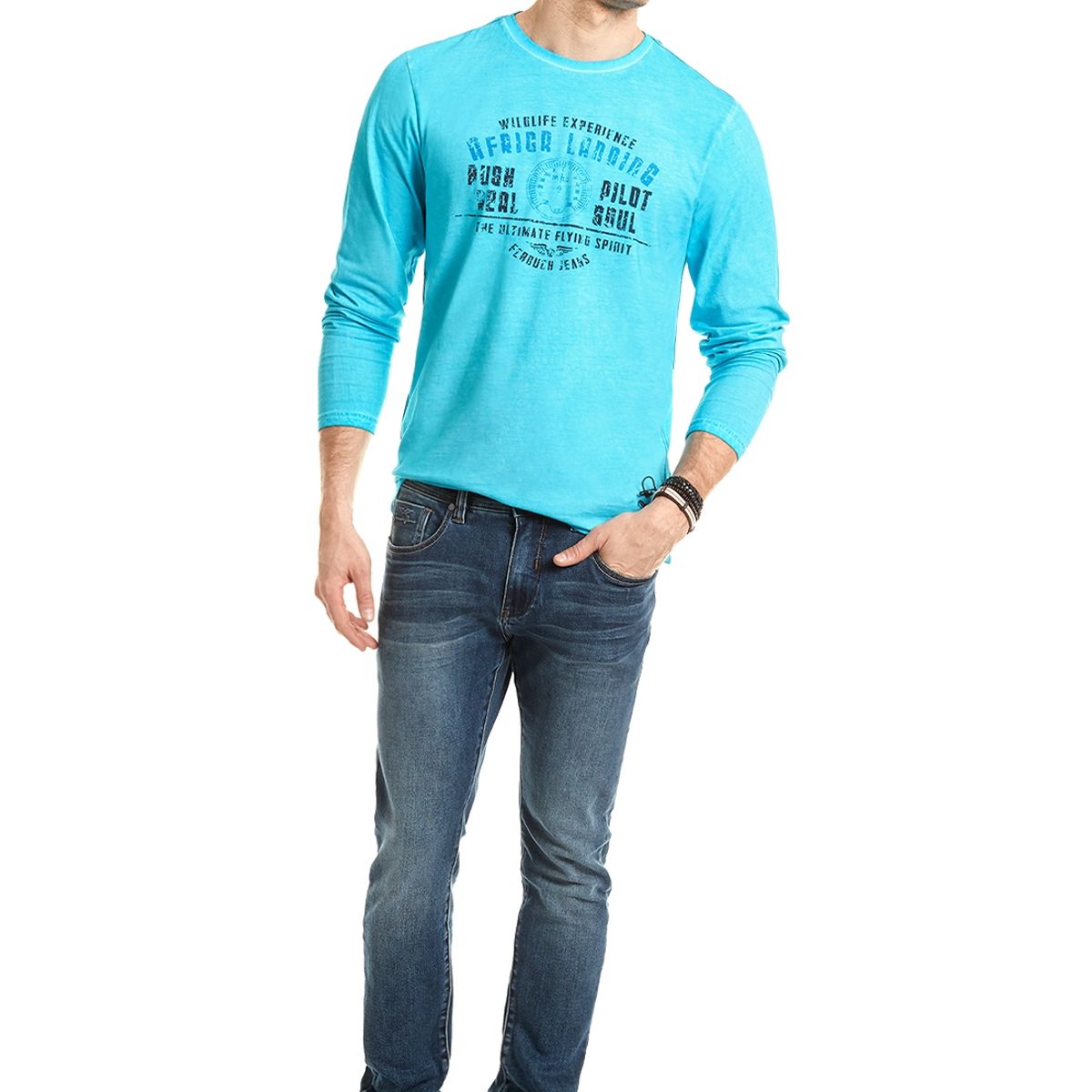 FEROUCH - Polera Manga Larga Nebraska Azul Ferouch