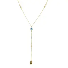 ANDREA COGGIOLA JOYAS - Collar Ojo Turco Mano Hamsa Fátima Circón Enchapado Oro 18K