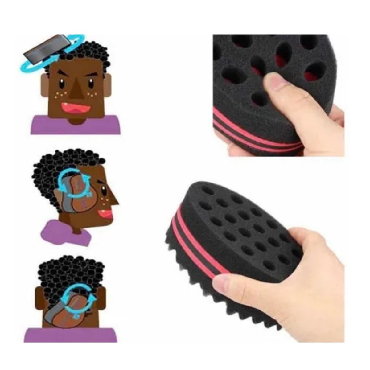 GENERICO - Esponja Giro Cepillo De Pelo Para Afrosrastas Barberia