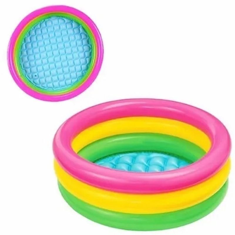 GENERICO - Piscina Inflable NIÑOS Plástico 3 Anillos 100 X 35 Cm + 100 PELOTAS