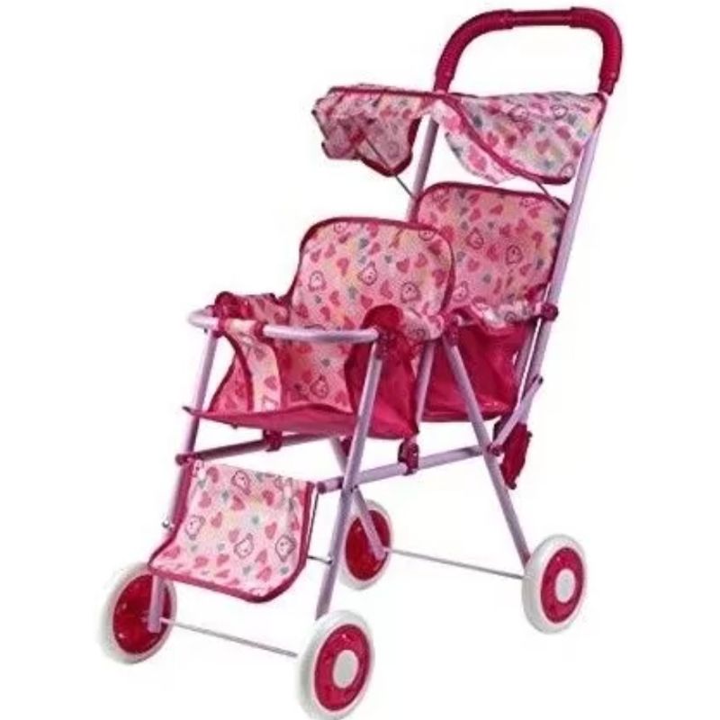 UNIVERSAL - Coche doble metálico plegable para muñecas