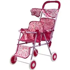 UNIVERSAL - Coche doble metálico plegable para muñecas