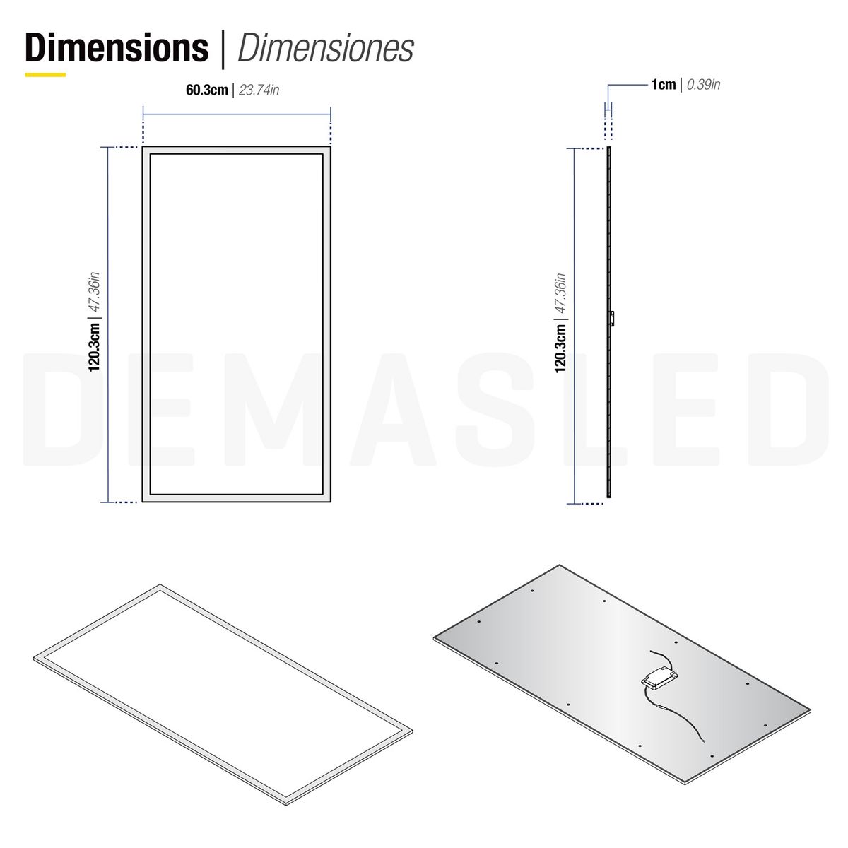 DEMASLED - Panel Led Foco Plafón Embutido Americano 60w 120x60 220v Blanco Frío