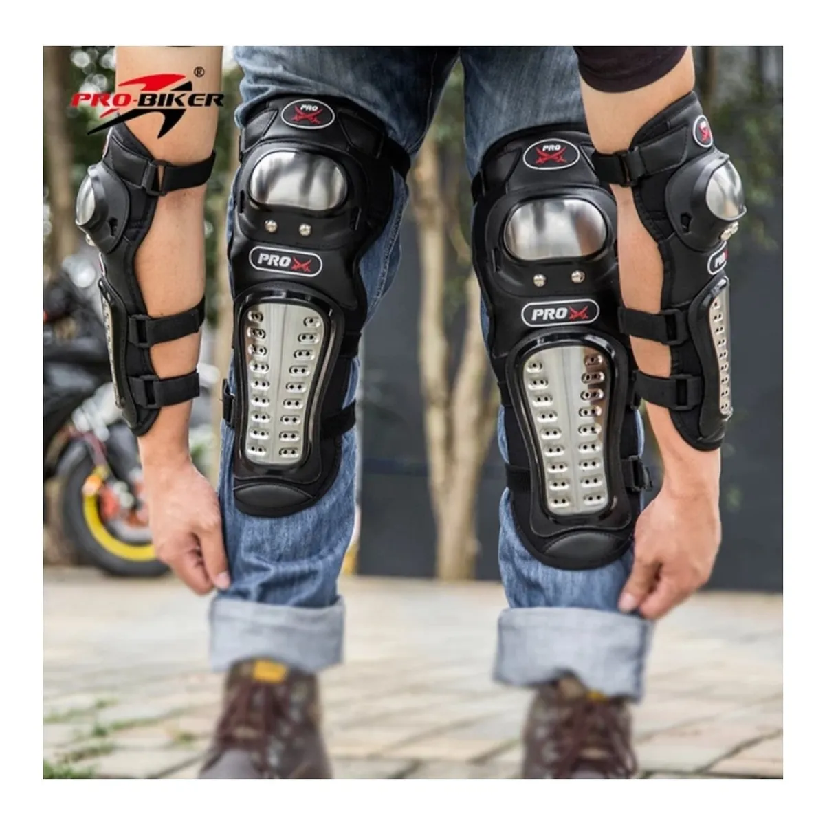 GENERICO - set de rodilleras y coderas para motos y deportes extremos