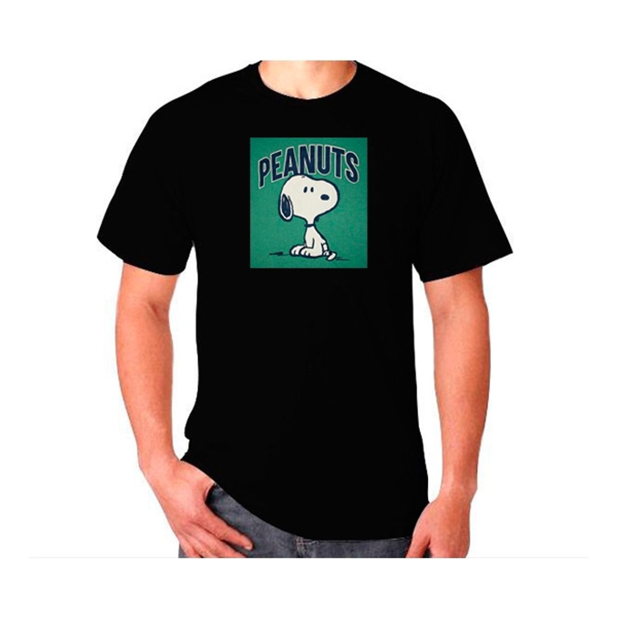 GENERICO - Polera negra unisex Peanuts Snoopy