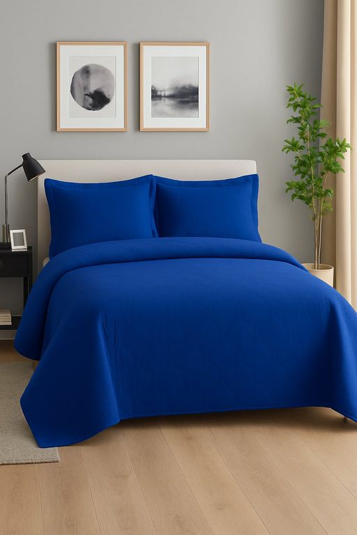 Cubrecama Reversible Azul Rey 2 Plazas  Incluye 2 Fundas