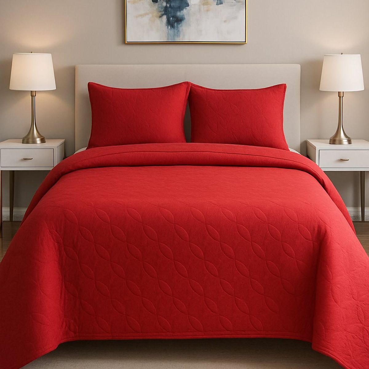 ANNGEBUT - Cubrecama Reversible Rojo 2 Plazas – Ligero - Incluye 2 Fundas