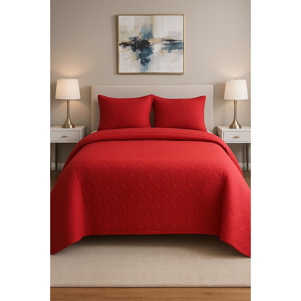 ANNGEBUT - Cubrecama Reversible Rojo 2 Plazas – Ligero - Incluye 2 Fundas