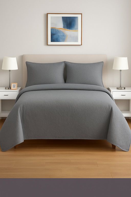 Cubrecama Reversible Gris 2 Plazas  Incluye 2 Fundas