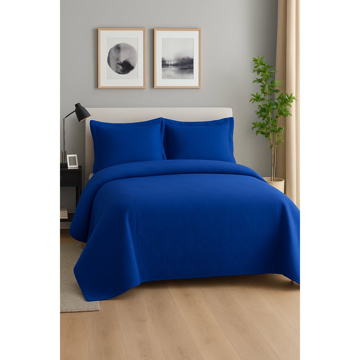 ANNGEBUT - Cubrecama Reversible Azul Rey King –Incluye 2 Fundas