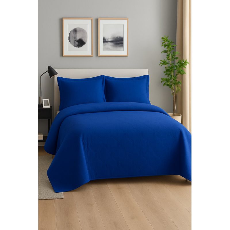 ANNGEBUT - Cubrecama Reversible Azul Rey King –Incluye 2 Fundas