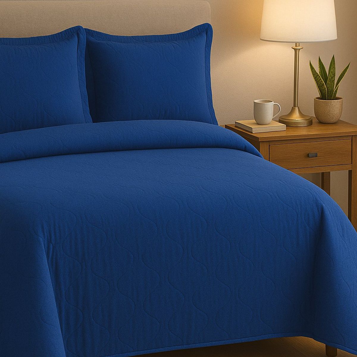 ANNGEBUT - Cubrecama Reversible Azul Rey King –Incluye 2 Fundas