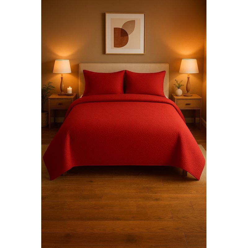 ANNGEBUT - Cubrecama Reversible Rojo King – Ligero - Incluye 2 Fundas