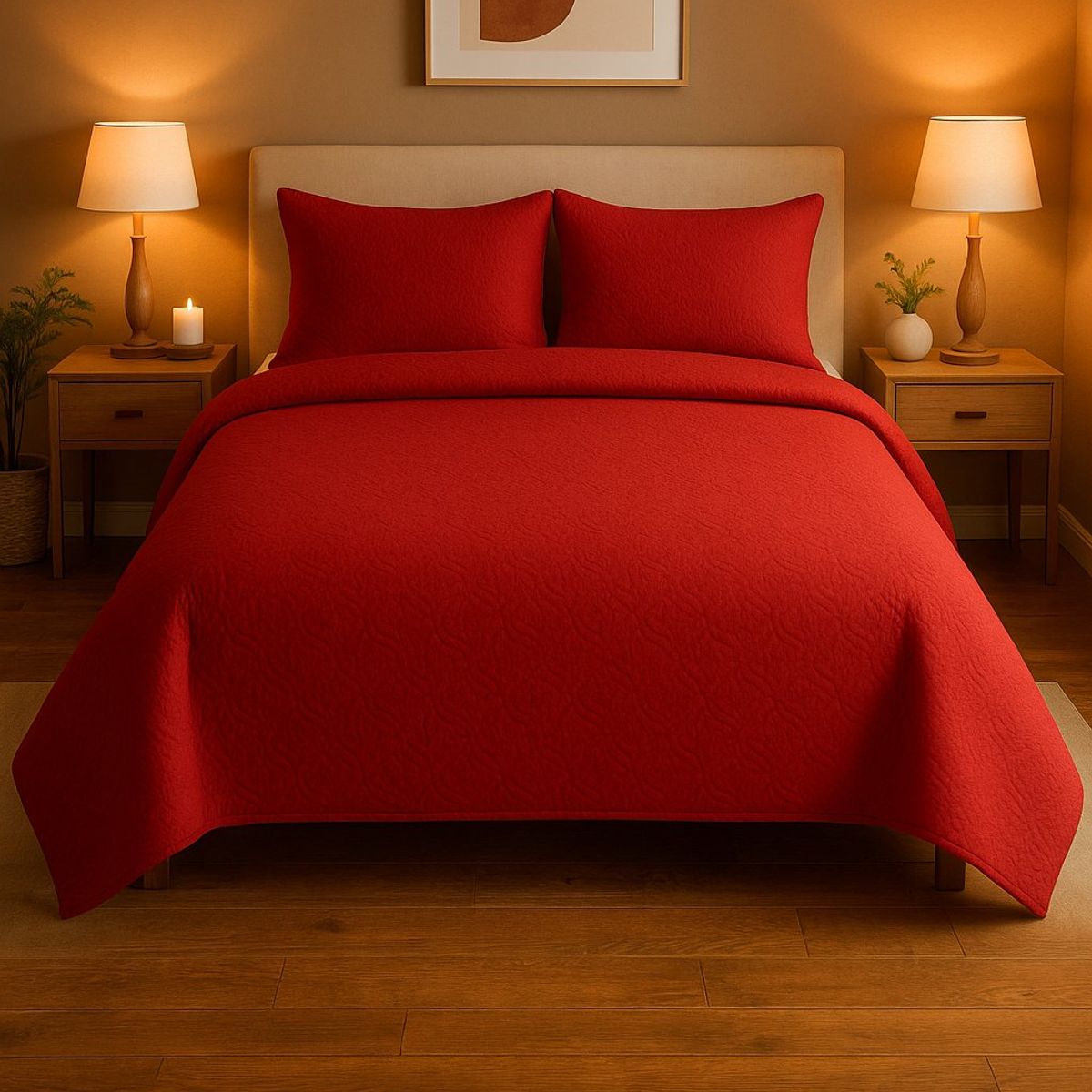 ANNGEBUT - Cubrecama Reversible Rojo 1.5 Plazas – Ligero - Incluye 1 Funda