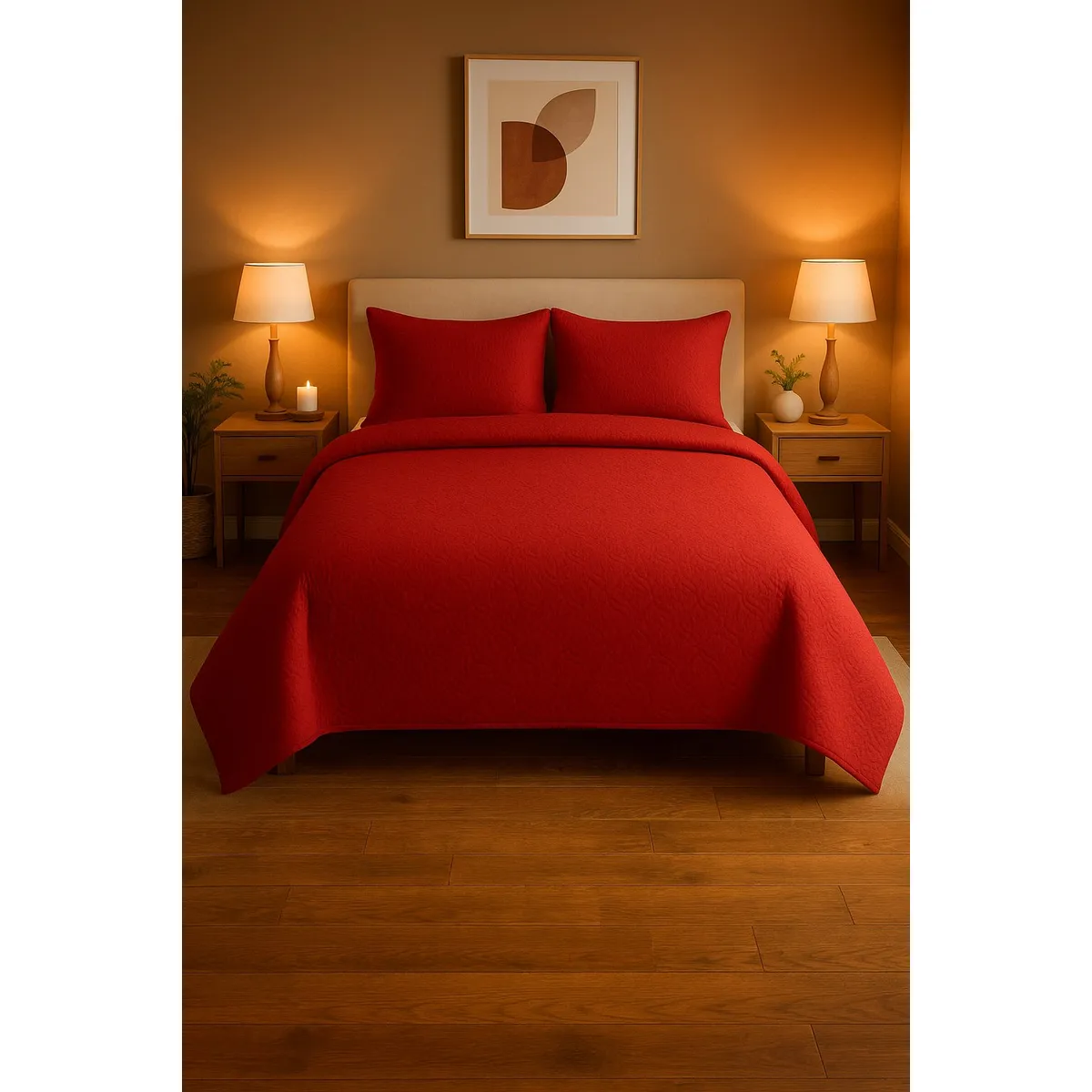 ANNGEBUT - Cubrecama Reversible Rojo 1.5 Plazas – Ligero - Incluye 1 Funda