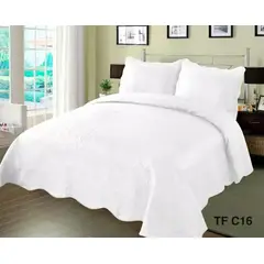 ANNGEBUT - Cubrecama Quilt Color Blanco 1,5 Plazas