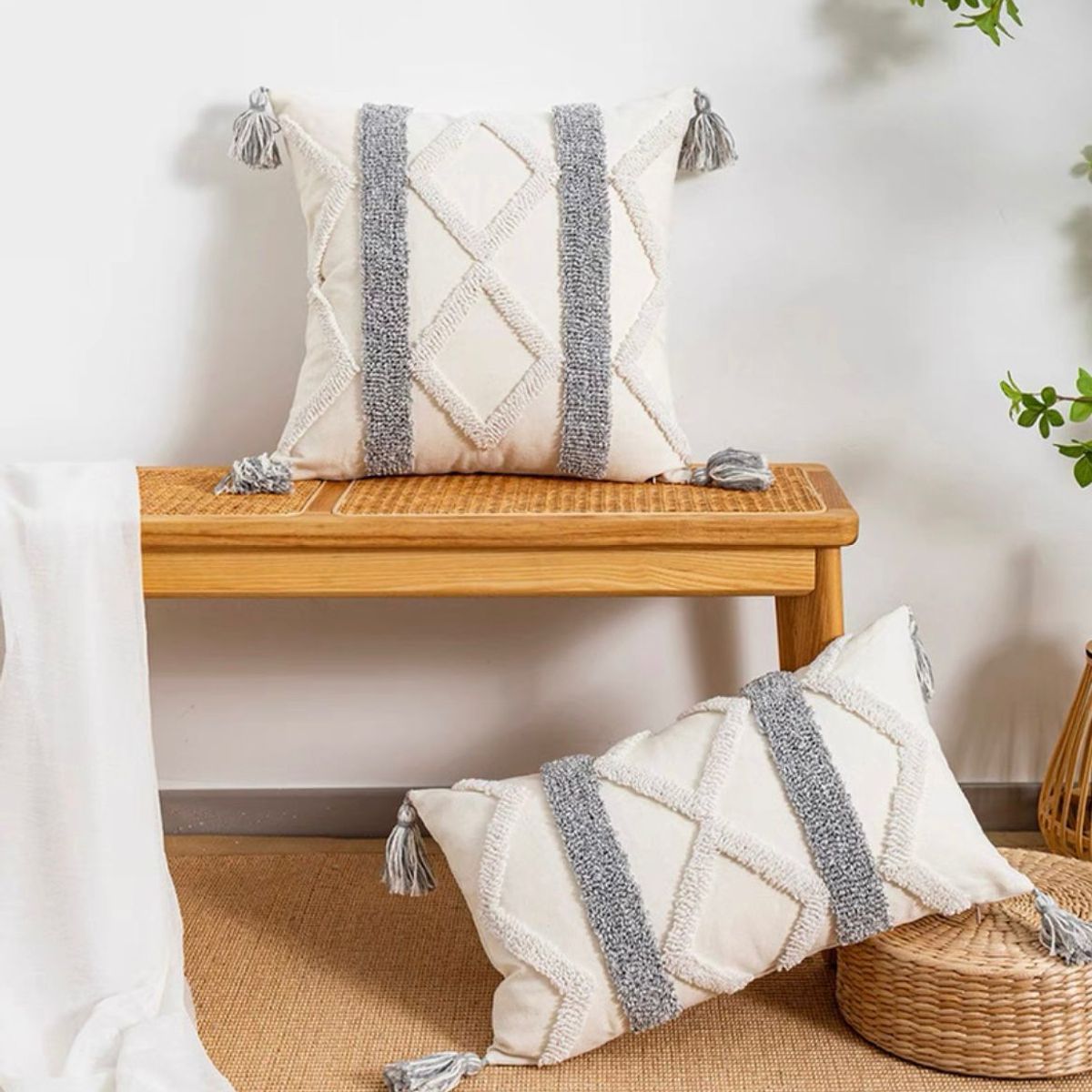 GENERICO - Fundas de cojín Nórdica boho 45x45 cms diseño