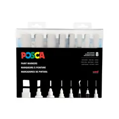MALCREADO31109 - Posca Set Blanco - Set De 8 (Incluye Todas Las Medidas)