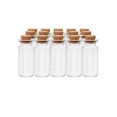 GENERICO - 12 Mini Frascos 22x50 mm Vidrio Corcho 10 ml