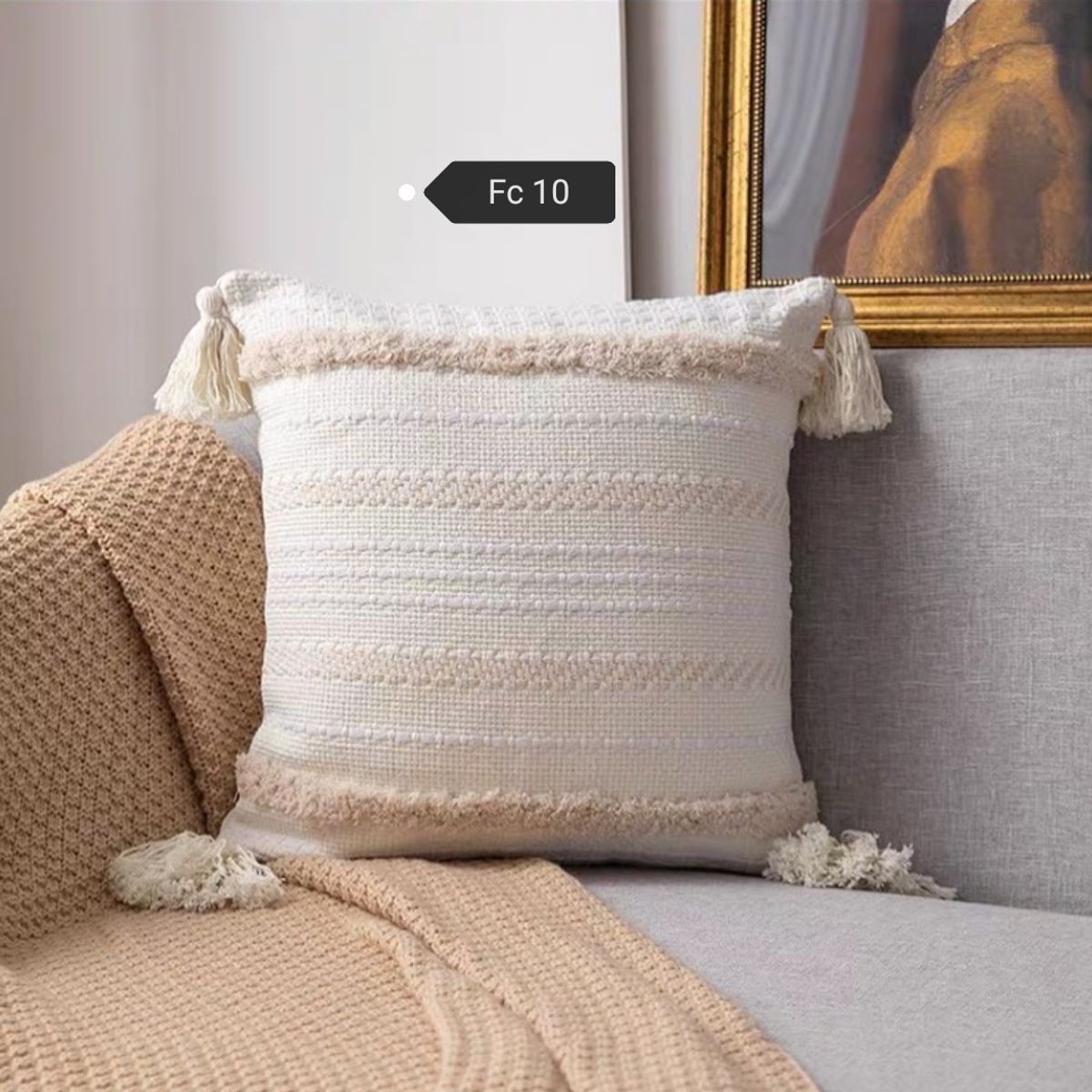 GENERICO - Funda de cojín color crema Pack de dos F10