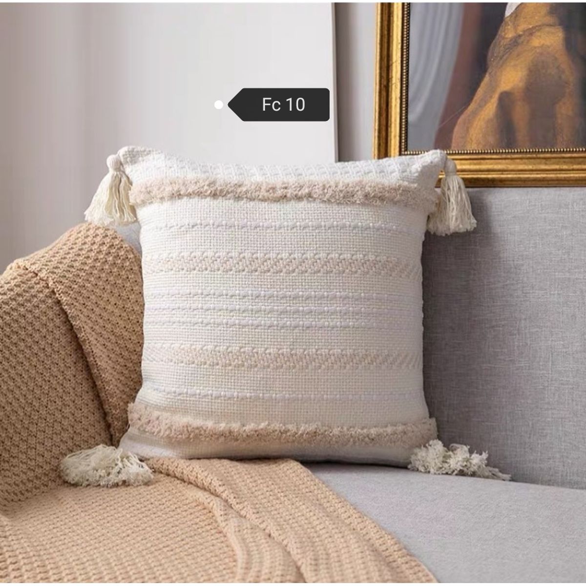 GENERICO - Funda de cojín color crema Pack de dos F10
