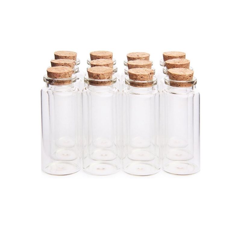 GENERICO - 12 Mini Frascos 22x70 mm Vidrio Corcho 18 ml