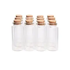 GENERICO - 12 Mini Frascos 22x70 mm Vidrio Corcho 18 ml