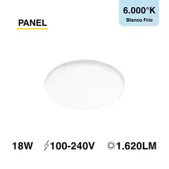 DEMASLED - Panel Led Redondo Embutido 18W Blanco Frio