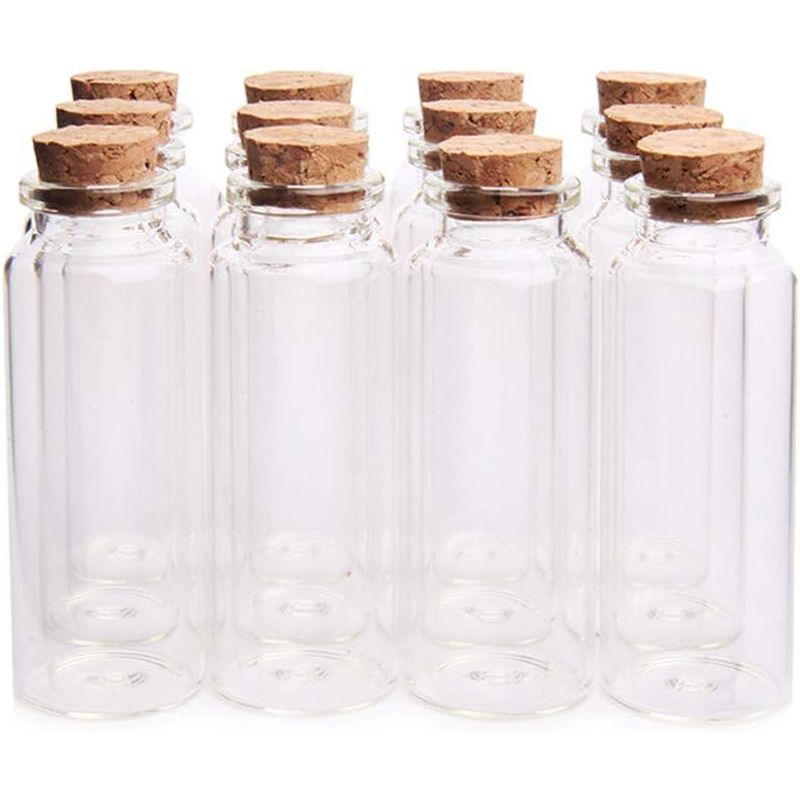 GENERICO - 12 Mini Frascos 22x80 mm Vidrio Corcho 20 ml