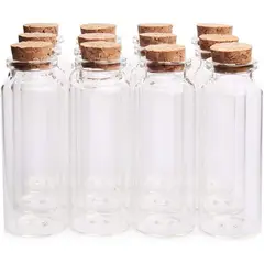 GENERICO - 12 Mini Frascos 22x80 mm Vidrio Corcho 20 ml