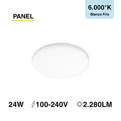DEMASLED - Panel Led Redondo Embutido 24W Blanco Frio