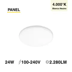 DEMASLED - Panel Led Redondo Embutido 24W Blanco Neutro