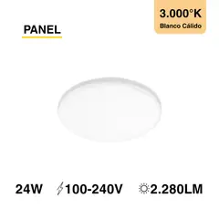 DEMASLED - Panel Led Redondo Embutido 24W Blanco Cálido
