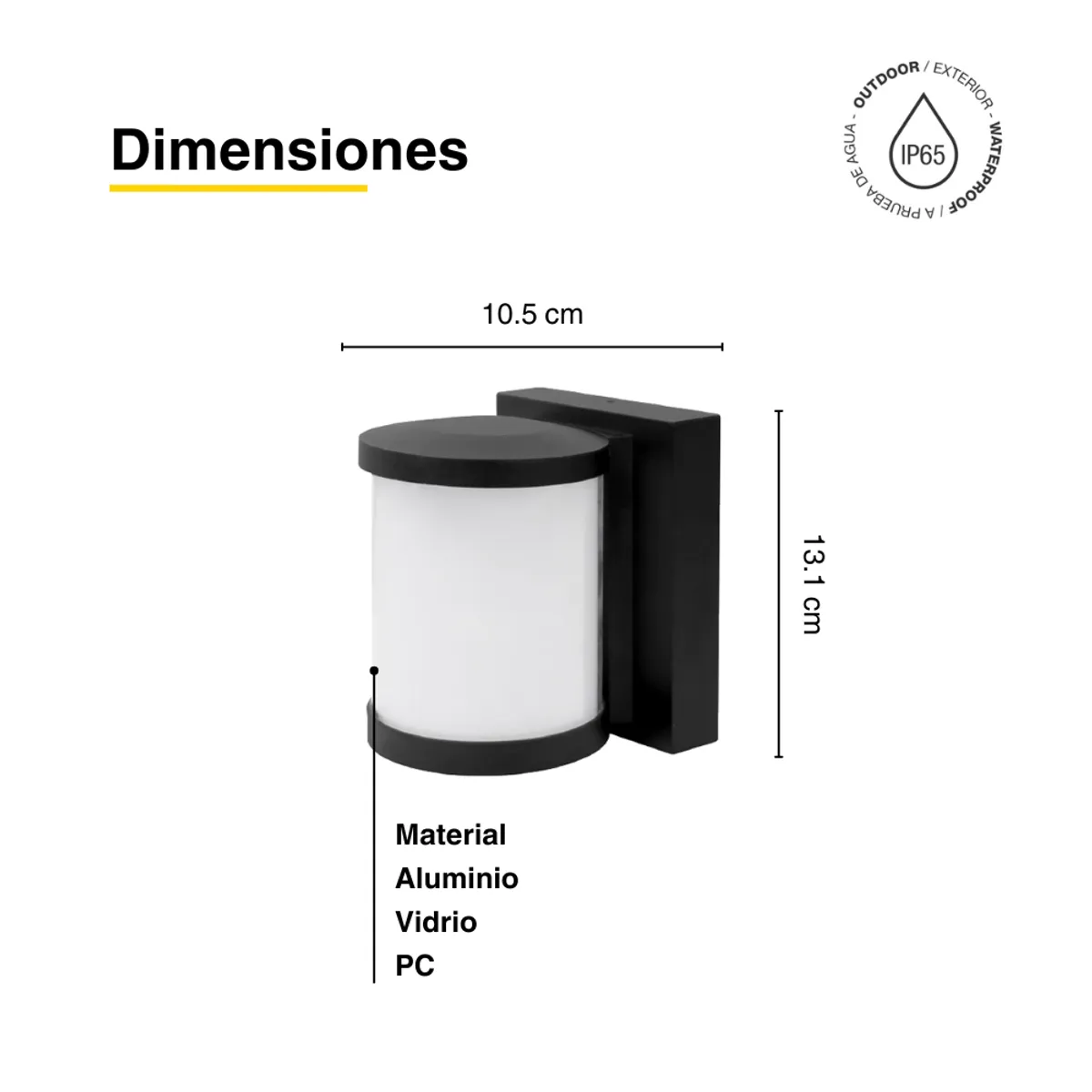 DEMASLED - Lámpara de Pared para Exteriores Cilíndrica 10W