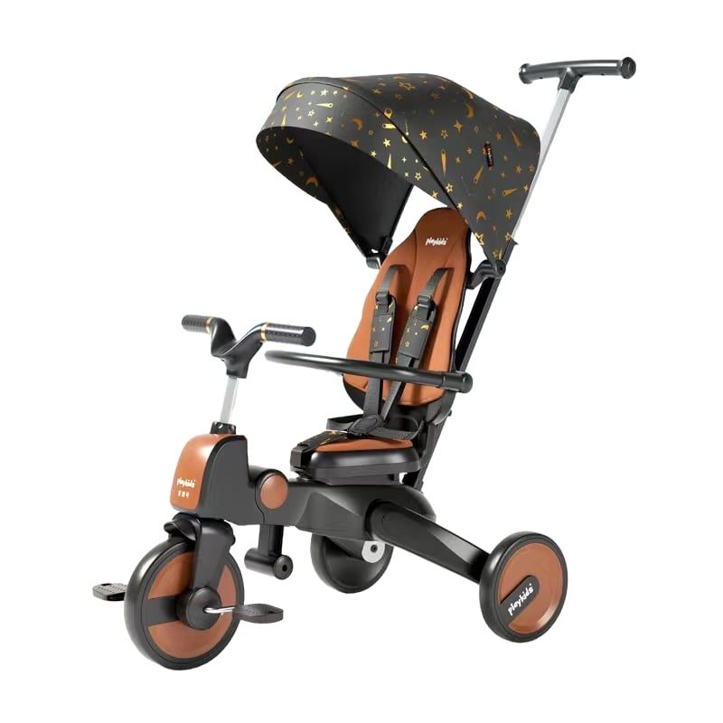 LUBABYCAS - Triciclo De Paseo 360° Y Balance 6 En 1 Plegable Negro