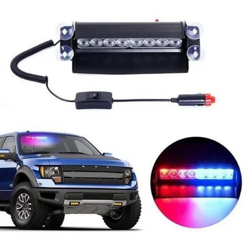 GENERICO - Baliza Parabrisa Led Estroboscopica Azul Rojo 12v 215082