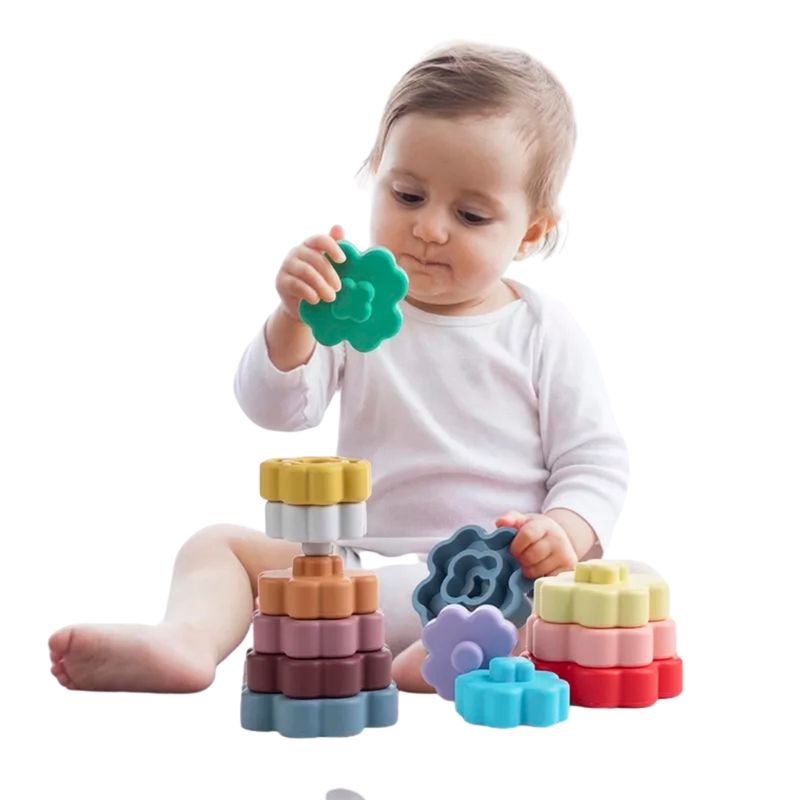GENERICO - Juguete Para Bebé Torre Apilable Encaje Silicona Libre Bpa