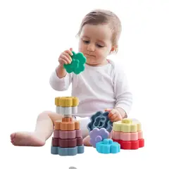 GENERICO - Juguete Para Bebé Torre Apilable Encaje Silicona Libre Bpa