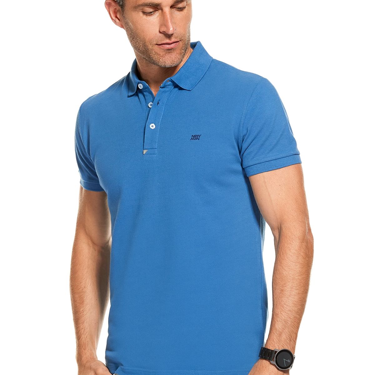 NEW MAN - Polera Polo Pique Azul New Man