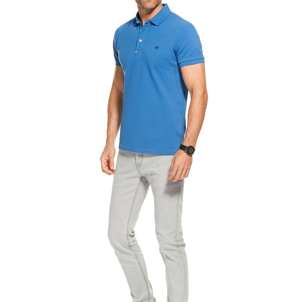 NEW MAN - Polera Polo Pique Azul New Man