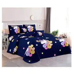 GENERICO - Cubrecama de Verano Tipo Quilt 1,5 plaza - Niña Unicornio