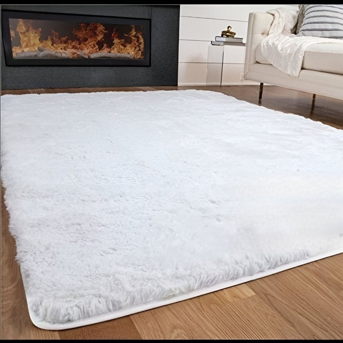 GENERICO - Alfombra Peludas Tipo Shaggy 180Cm X 200Cm Blanco