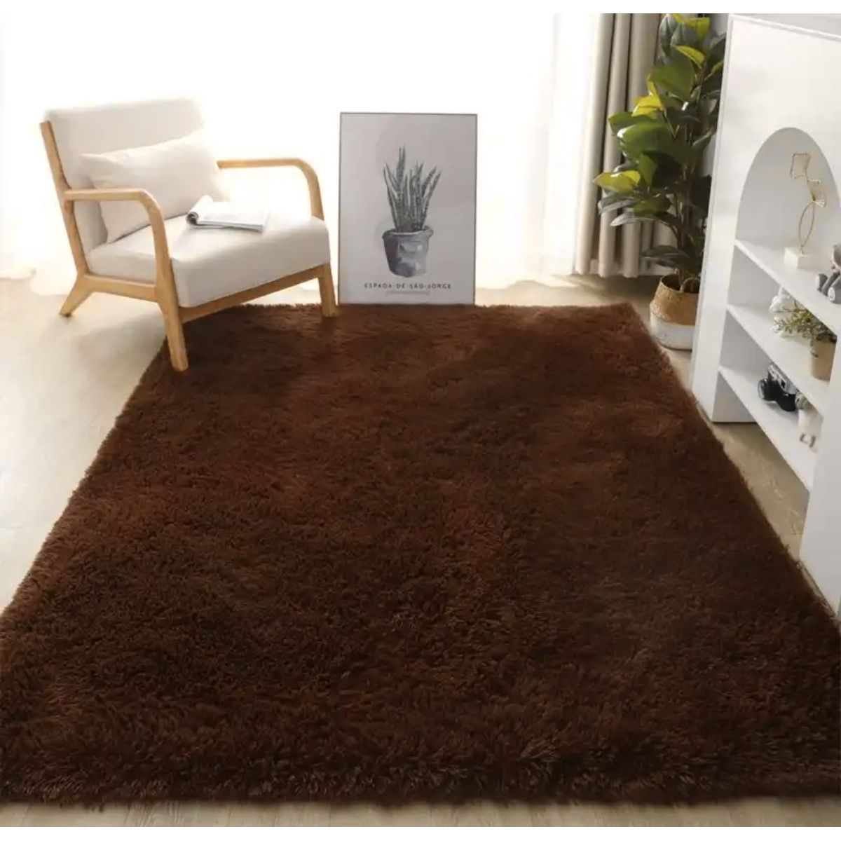 GENERICO - Alfombra Peludas Tipo Shaggy 240Cm X 200Cm Café