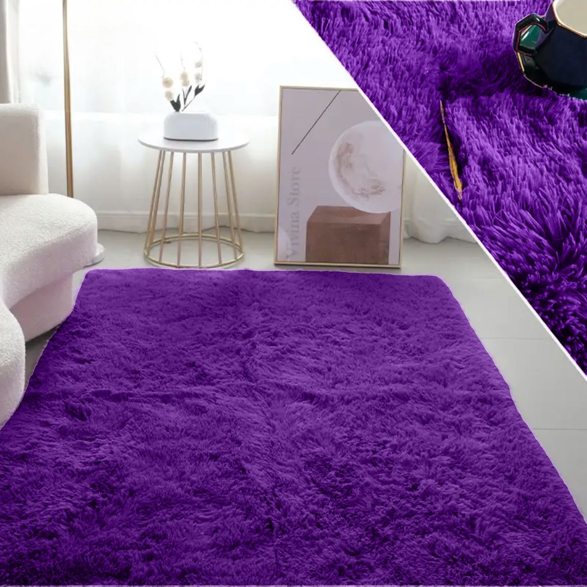 GENERICO - Alfombra Peludas Tipo Shaggy 240Cm X 200Cm Morada - Violeta