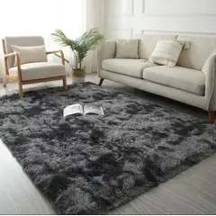 GENERICO - Alfombra Peludas Tipo Shaggy 240Cm X 200Cm Negra Jaspedo
