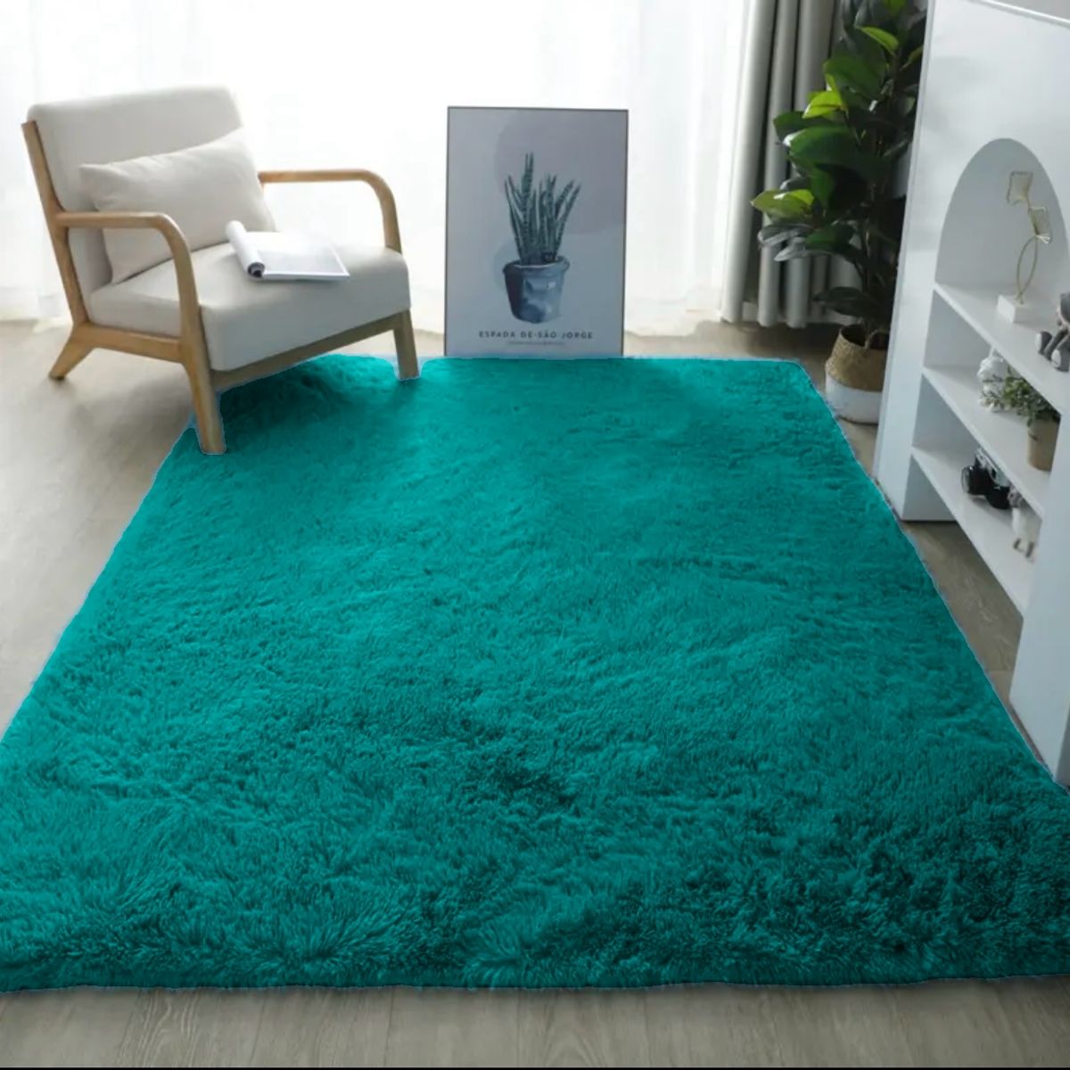 GENERICO - Alfombra Peludas Tipo Shaggy 240Cm X 200Cm Turquesa