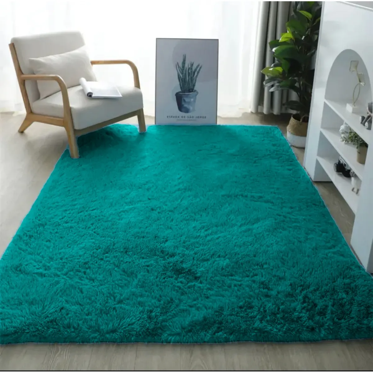 GENERICO - Alfombra Peludas Tipo Shaggy 240Cm X 200Cm Turquesa